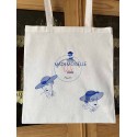 tote bag brodé motif "mademoiselle " en bleu