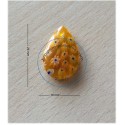 perle artisanale en verre  forme "amande" couleur: ambre 