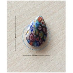 perle artisanale en verre forme "amande" couleur: multicouleur 