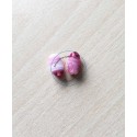 perle artisanale en verre "ovale" couleur: roseline