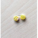 perle artisanale en verre "pastille" couleur: bouton d'or