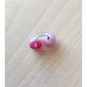 perle artisanale en verre "ronde " couleur: roseline