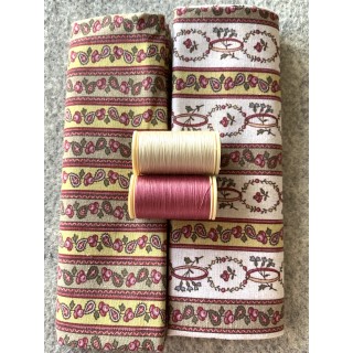sachet  de tissu et fils assortis "Léontine"
