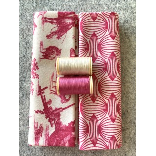 sachet  de tissu et fils assortis "Plaisirs de la campagne"