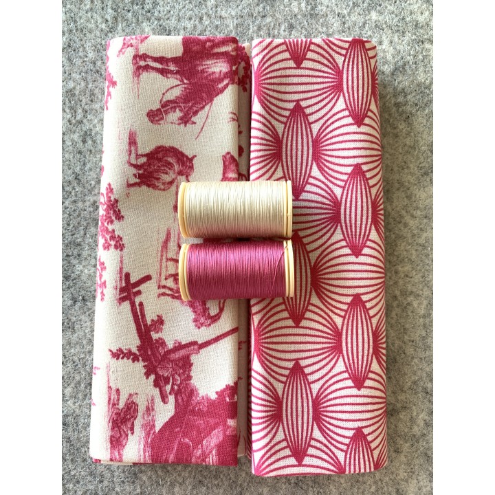 sachet  de tissu et fils assortis "Plaisirs de la campagne"