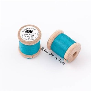 Bobine Soie perlée 688 turquoise clair  "Au ver à soie"