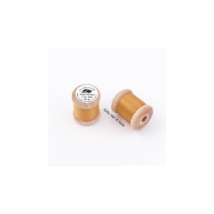 Bobine Soie perlée 303  vert bronze clair "Au ver à soie"
