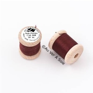 Bobine Soie perlée 568  marron rouille "Au ver à soie"