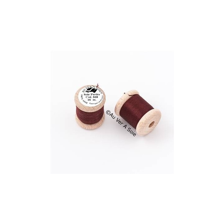 Bobine Soie perlée 568  marron rouille "Au ver à soie"