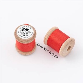 Bobine Soie perlée 684 orange  "Au ver à soie"