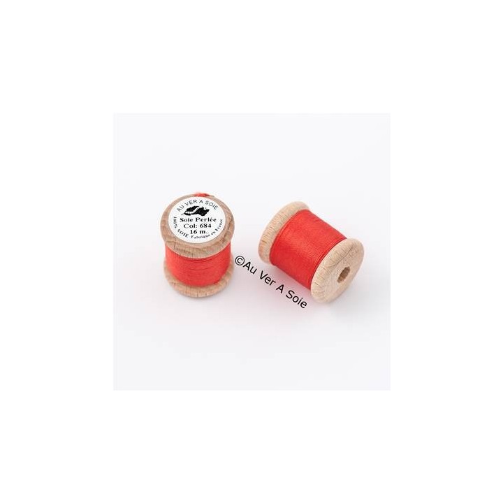Bobine Soie perlée 684 orange  "Au ver à soie"