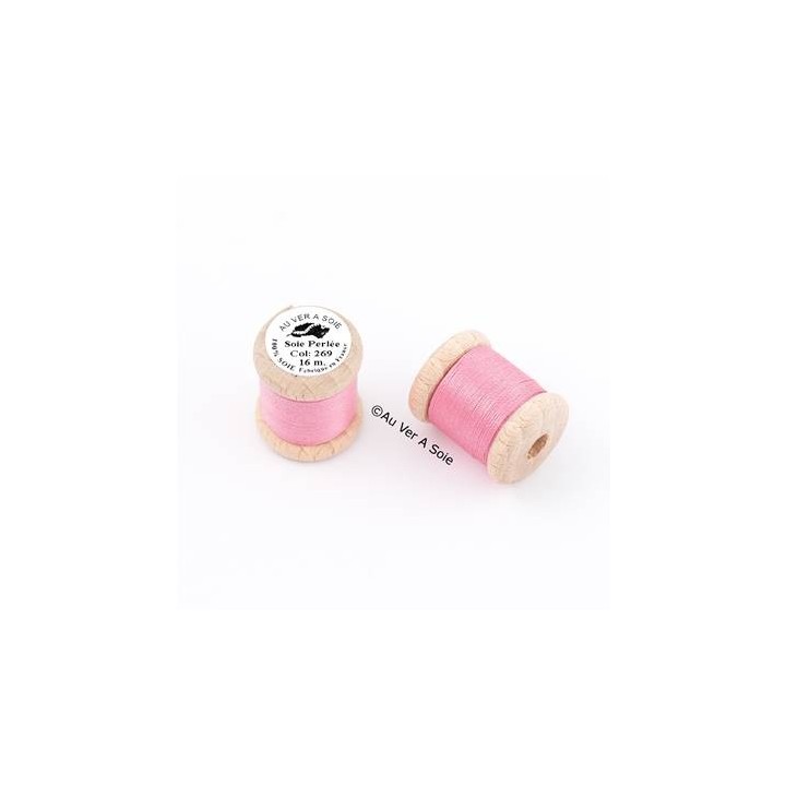 Bobine Soie perlée 767 rose pâle  "Au ver à soie" 