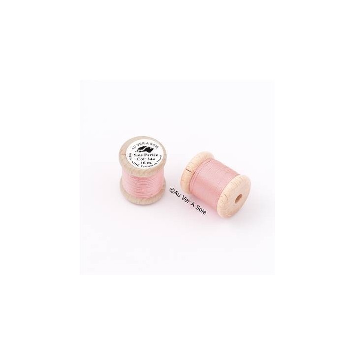 Bobine Soie perlée 767 rose pâle  "Au ver à soie" 