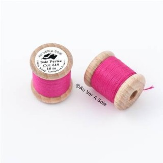 Bobine Soie perlée 619 fuchsia "Au ver à soie"