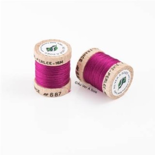 Bobine Soie perlée 687 fuchsia foncé  "Au ver à soie"