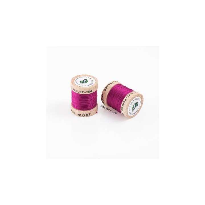 Bobine Soie perlée 687 fuchsia foncé  "Au ver à soie"
