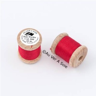 Bobine Soie perlée 500 rouge red  "Au ver à soie"