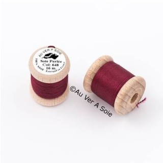 Bobine Soie perlée 648 bordeaux grenat  "Au ver à soie"