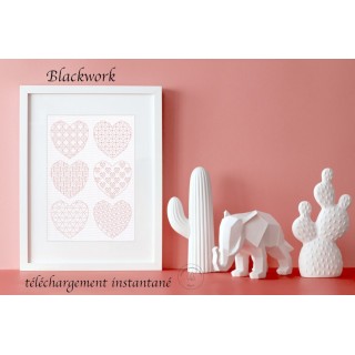 blackwork "six coeurs " à télécharger