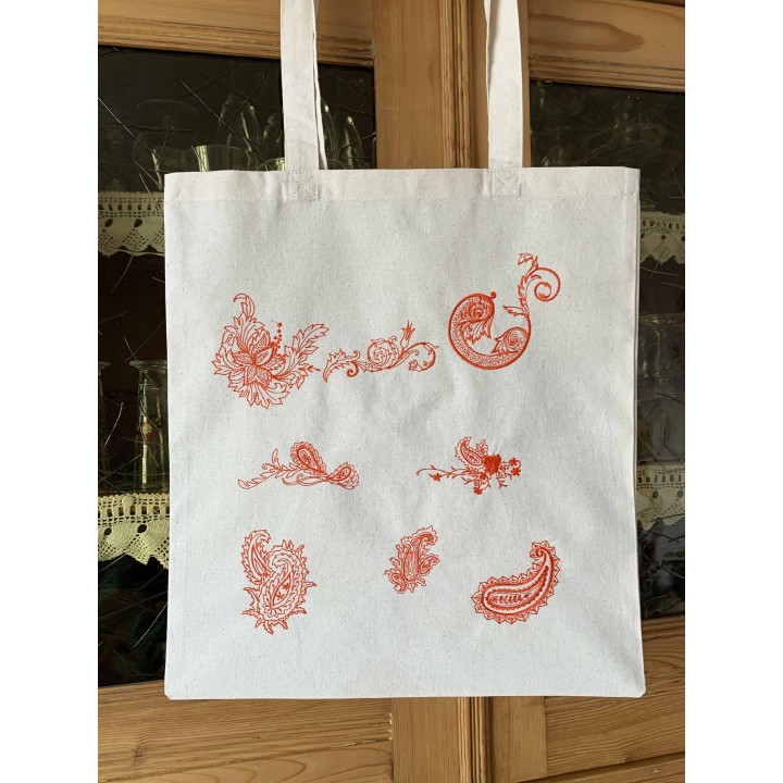 tote bag brodé motif "les parisiennes" en bleu