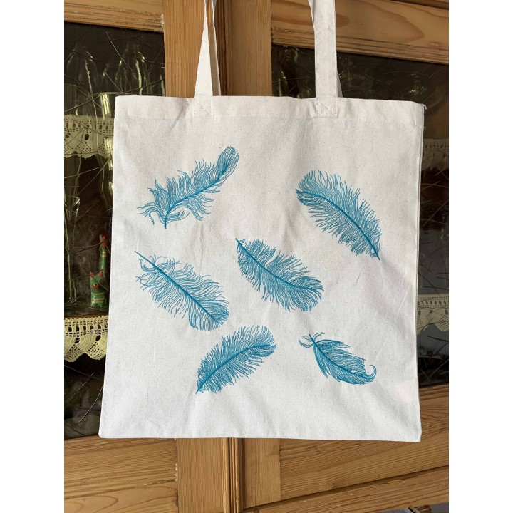 tote bag brodé motif "les parisiennes" en bleu