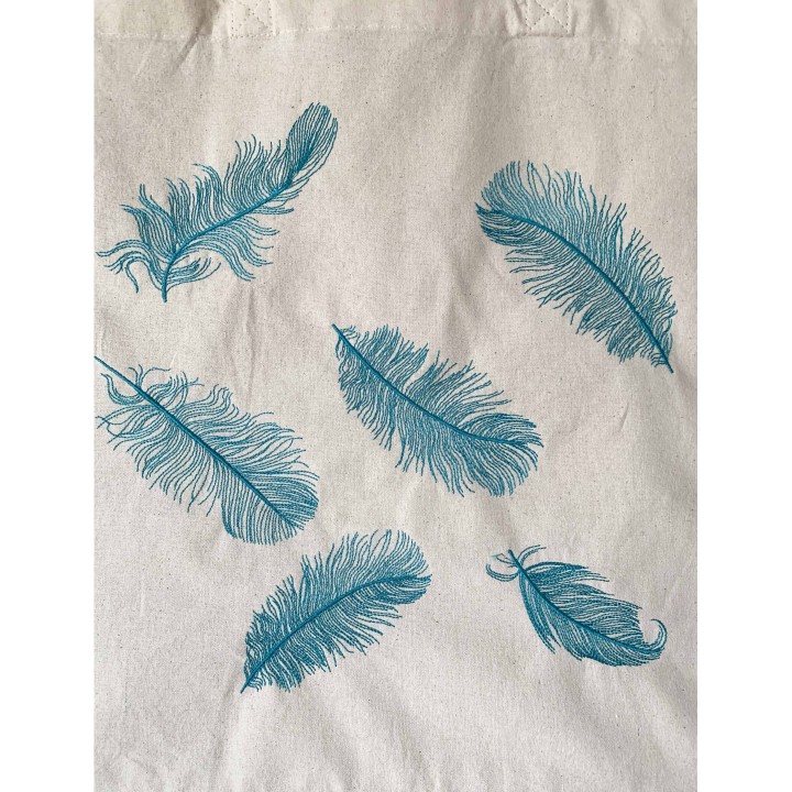 tote bag brodé motif "les parisiennes" en bleu
