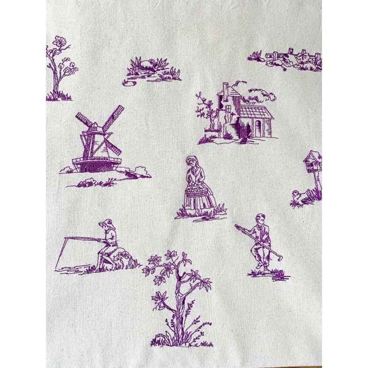 tote bag brodé motif "les parisiennes" en bleu
