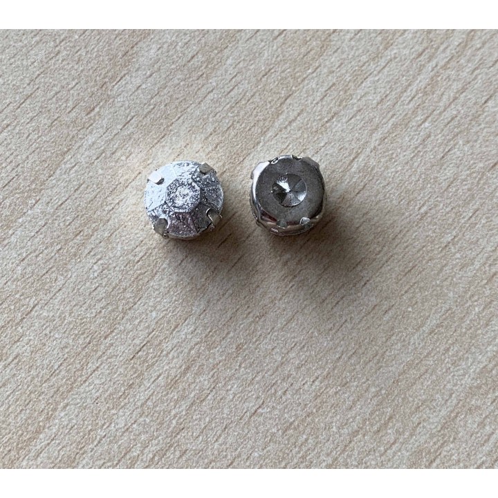 Strass Swarovski cabochon "Chatons"  "rectangle" fuchsia 