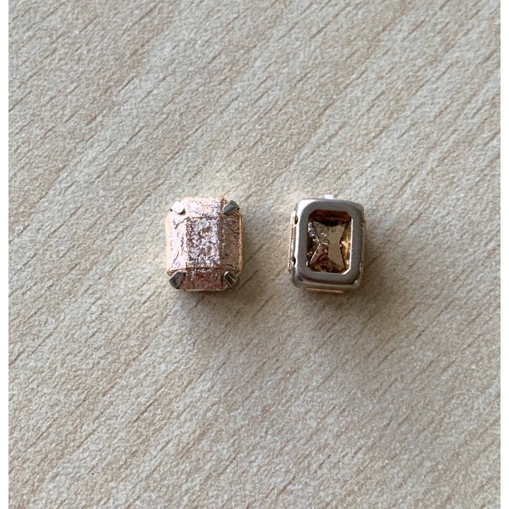 Strass Swarovski cabochon "Chatons"  "rectangle" fuchsia 