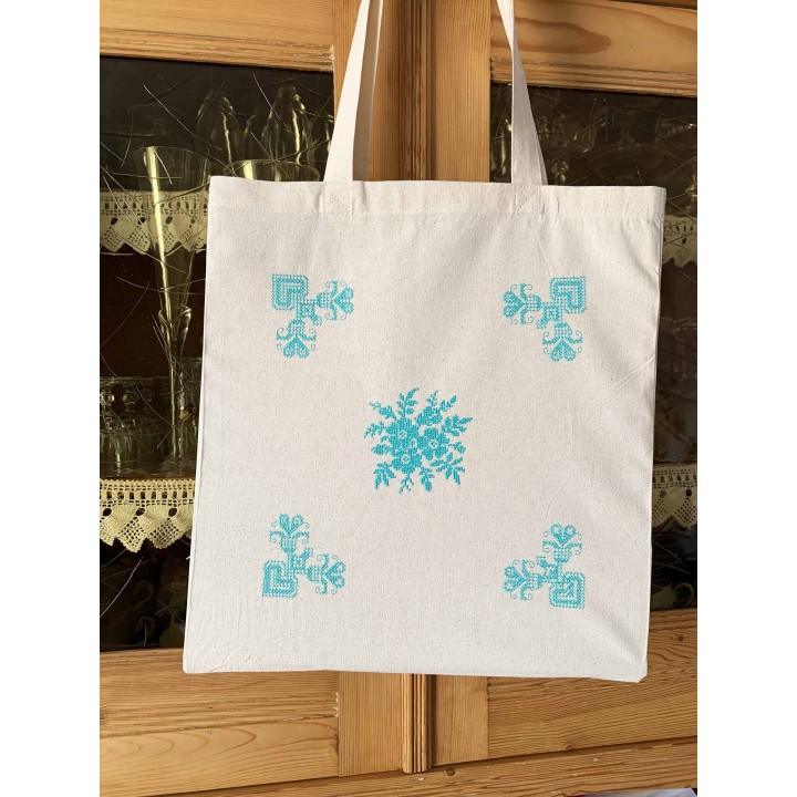 tote bag brodé motif "les parisiennes" en bleu