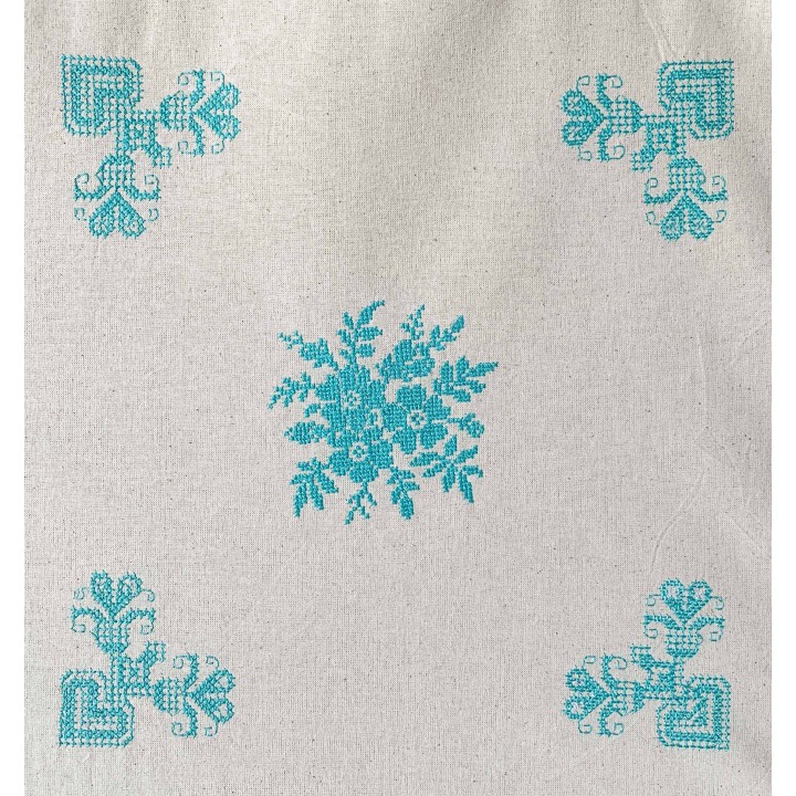 tote bag brodé motif "les parisiennes" en bleu