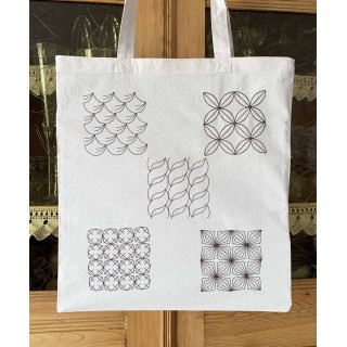 tote bag brodé motif "les parisiennes" en bleu