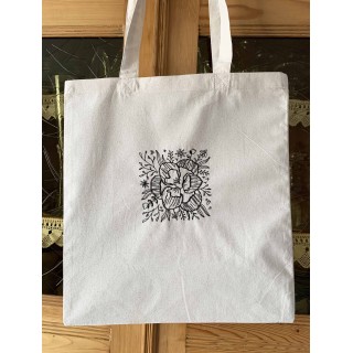 tote bag brodé  "coupe de crayon motif floral"