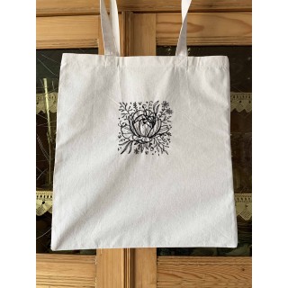 tote bag brodé  coup de crayon motif floral