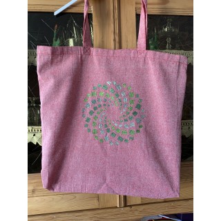 tote bag rouge brodé spirale