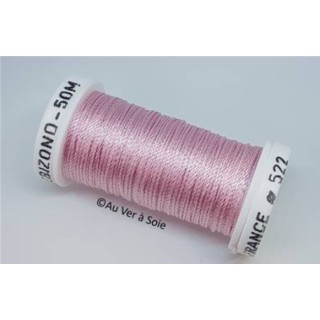 silk cord thread Trébizond 522 rose button