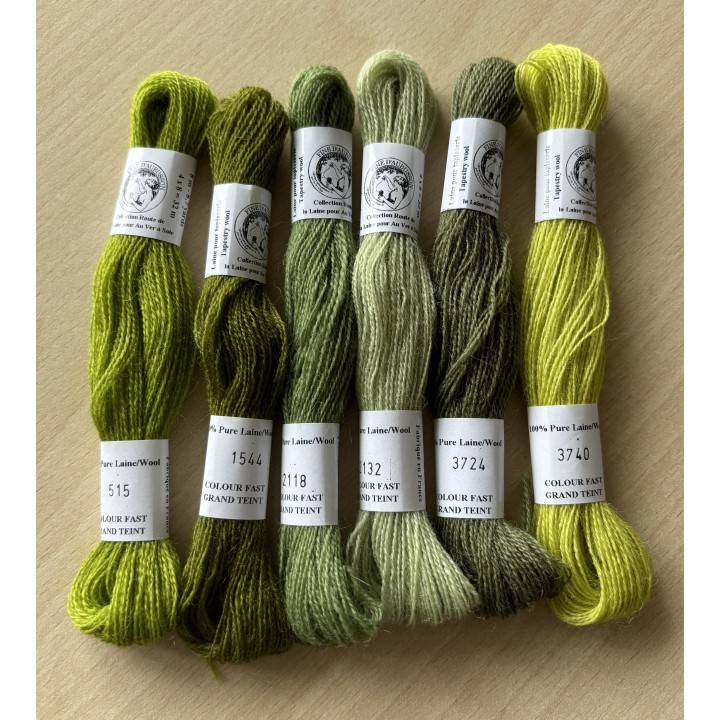 pack wool from Aubusson green shades