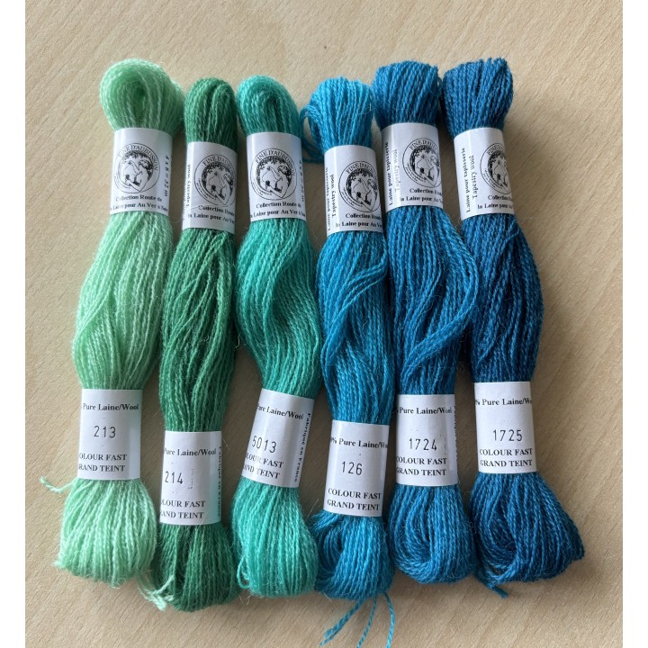 pack wool from Aubusson turquoise shades