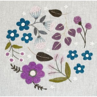Kit de broderie: cercle fleuri de Pauline