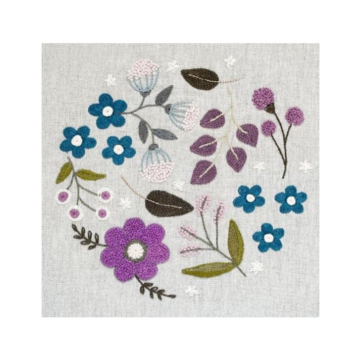 Kit de broderie: cercle fleuri de Pauline