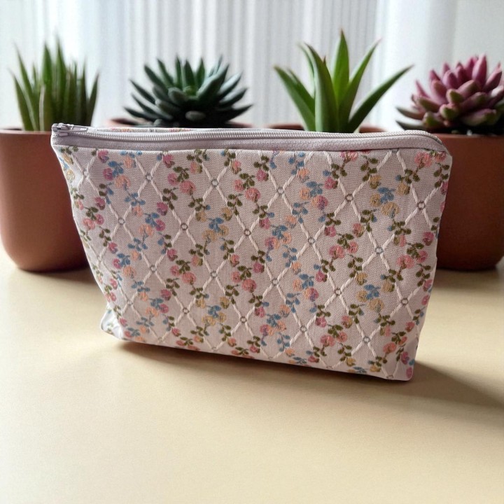 trousse de rangement "brocart" grillages et fleurs des champs