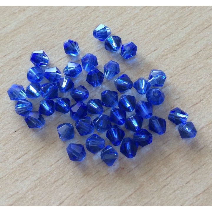 Sachet de perles à facettes bicône saphir bleu