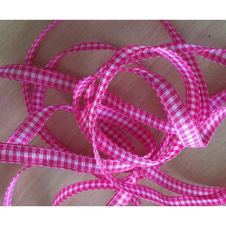 joli ruban décoratif Vichy couleur fuchsia 206 