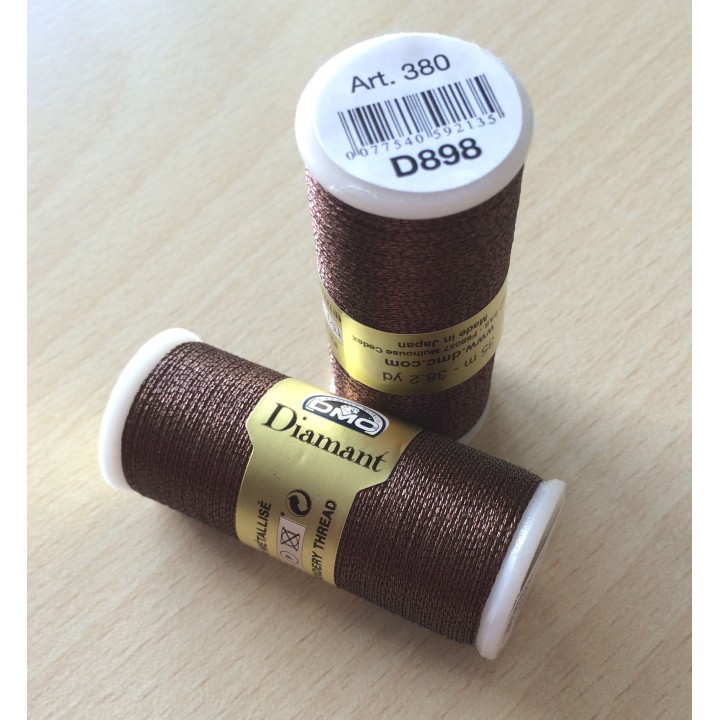 Fil à broder Diamant de DMC couleur marron bronze 898