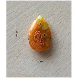 perle artisanale en verre forme "amande" couleur: jonquille 