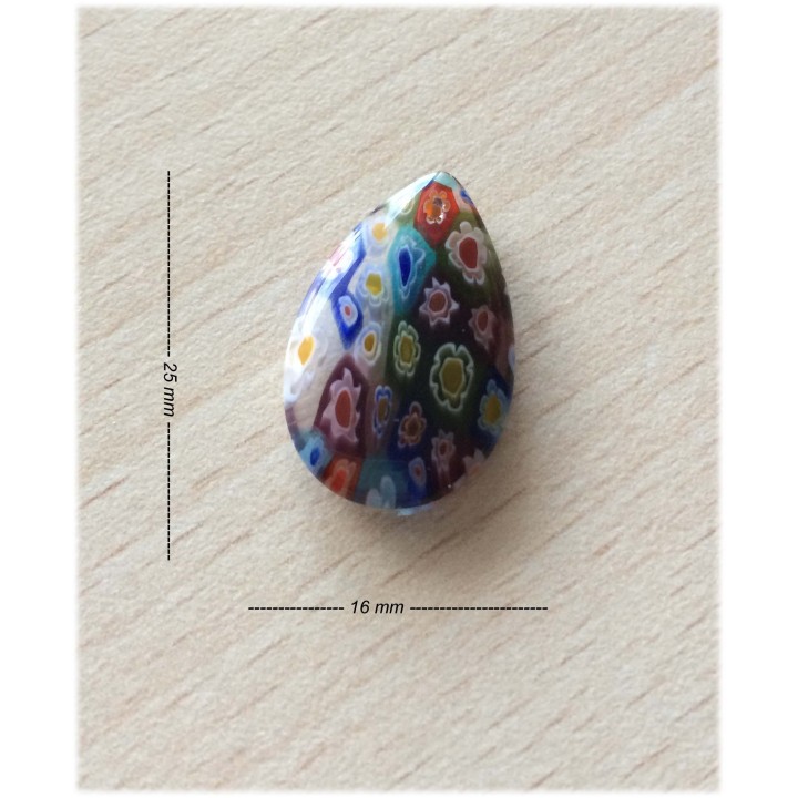 perle artisanale en verre forme "amande" couleur: multicouleur 