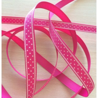 joli ruban gros grain fuchsia avec étoiles blanches 