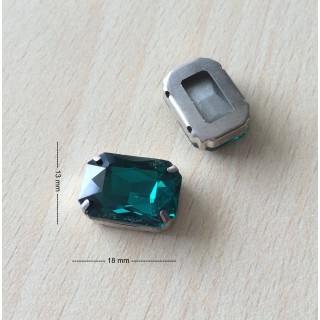 Strass Swarovski cabochon "Chatons"  "rectangle" fuchsia 