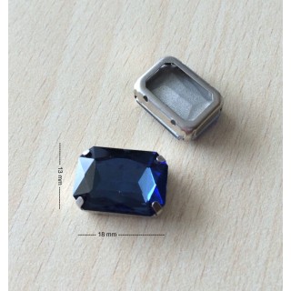 Strass Swarovski cabochon "Chatons"  "rectangle" fuchsia 