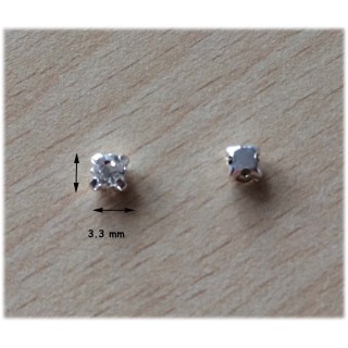 Strass Swarovski cabochon "Chatons"  3.3 mm crystal argent